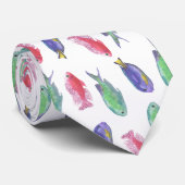 Illustratie kleurrijke Waterverf vis Stropdas (Opgerold)