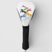 Illustratie kleurrijke wilde Unicorns Golfheadcover (Voorkant)