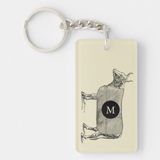  illustratie Koe B Monogram 2zijd K Sleutelhanger (Voorkant)