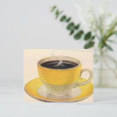  illustratie koffie in een Gele Cup Briefkaart (Staand voorkant)