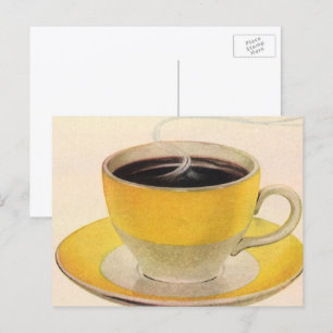 illustratie koffie in een Gele Cup Briefkaart