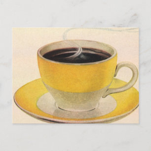  illustratie koffie in een Gele Cup Briefkaart