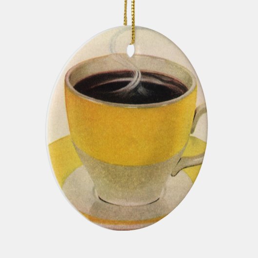  illustratie koffie in een Gele Cup Keramisch Ornament (Rechts)
