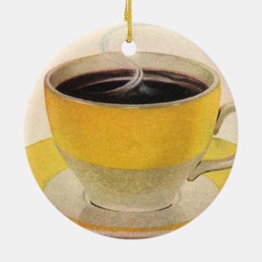  illustratie koffie in een Gele Cup Keramisch Ornament (Achterkant)