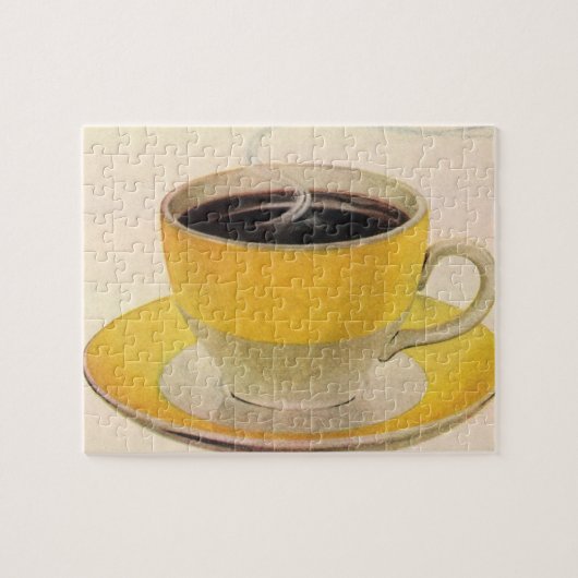  illustratie koffie in een Gele Cup Legpuzzel (Horizontaal)