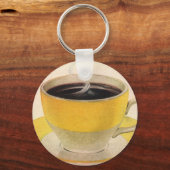  illustratie koffie in een Gele Cup Sleutelhanger (Voorkant)