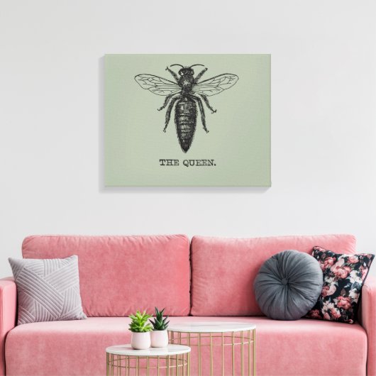 Illustratie koningin bij klassieke tekening canvas afdruk (Insitu (Woonkamer))