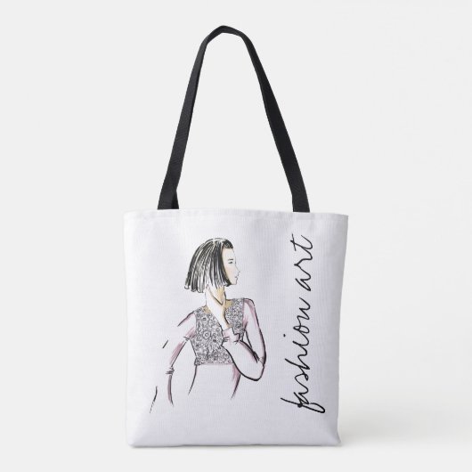 Illustratie kunst mode Kunst Afdrukken Kunst Afbee Tote Bag (Achterkant)