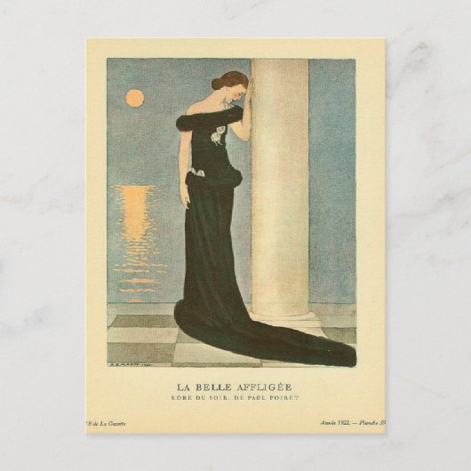  illustratie kunstdeco ~ La Belle Affligee Briefkaart (Voorkant)