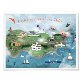 Illustratie kustSan Pedro 8.5x11 verkennen Foto Afdruk