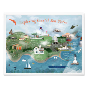 Illustratie kustSan Pedro 8.5x11 verkennen Foto Afdruk