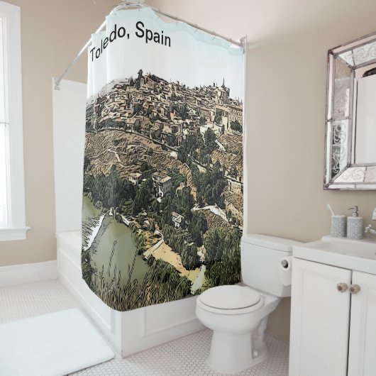 Illustratie: Landschapskunst van Toledo, Spanje Douchegordijn (In situ)