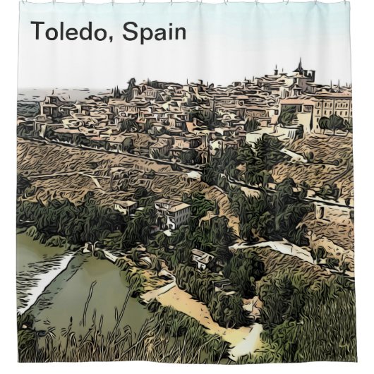 Illustratie: Landschapskunst van Toledo, Spanje Douchegordijn (Voorkant)