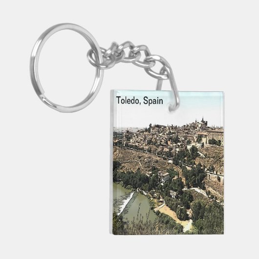 Illustratie: Landschapskunst van Toledo, Spanje Sleutelhanger (Voorkant Links)
