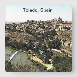 Illustratie: Landschapskunst van Toledo, Spanje Vierkante Klok