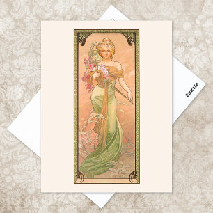 Illustratie lenteseizoen Alphonse Mucha Briefkaart