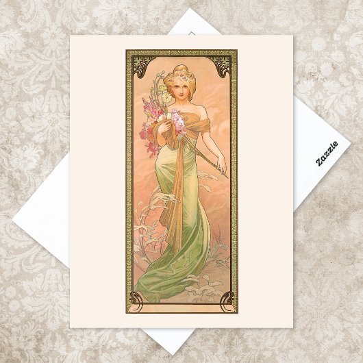 Illustratie lenteseizoen Alphonse Mucha Briefkaart