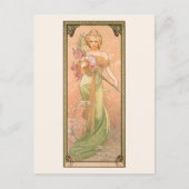 Illustratie lenteseizoen Alphonse Mucha Briefkaart (Voorkant)