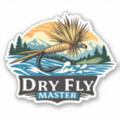 Illustratie logo stijl fly fishing "Dry Fly Master Sticker (Voorkant)