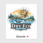 Illustratie logo stijl fly fishing "Dry Fly Master Sticker (Vel)
