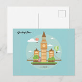 Illustratie Londen City Briefkaart (Voorkant / Achterkant)