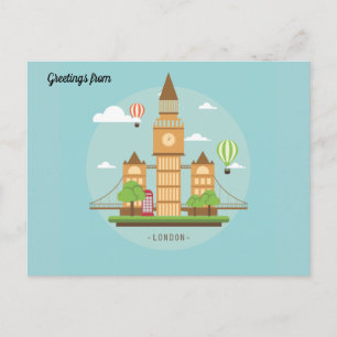Illustratie Londen City Briefkaart