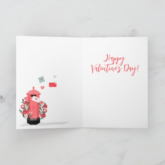 Illustratie London City Street Mailbox Valentijn Feestdagen Kaart (Binnen)