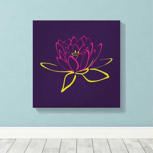 Illustratie Lotus Flower/Water Lily Canvas Afdruk (Insitu (Houten vloer))