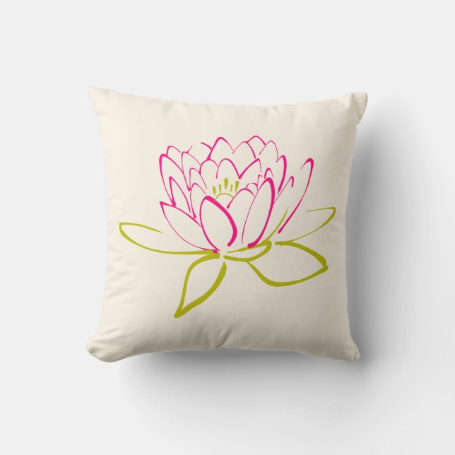 Illustratie Lotus Flower/Water Lily Kussen (Voorkant)