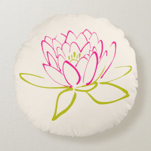 Illustratie Lotus Flower/Water Lily Rond Kussen