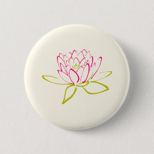 Illustratie Lotus Flower/Water Lily Ronde Button 5,7 Cm