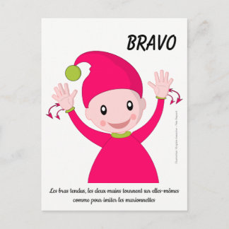 Illustratie LSF du signe Bravo avec petit lutin Briefkaart