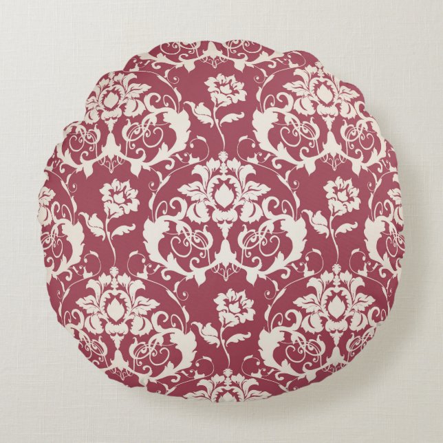 Illustratie. Luxe textuur. Barok, Damask seam Rond Kussen (Voorkant)