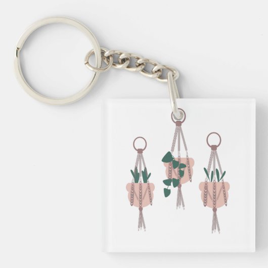 Illustratie Macrame Plant Hanger Planter Pots Sleutelhanger (voorkant)
