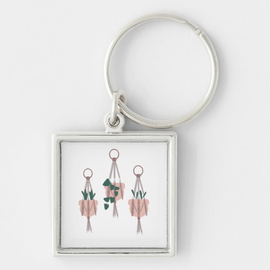 Illustratie Macrame Plant Hanger Planter Pots Sleutelhanger (Voorkant)