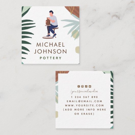 Illustratie Man van Boho Pottery Pastel Colour Min Vierkante Visitekaartje (Voorkant / Achterkant)