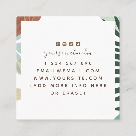 Illustratie Man van Boho Pottery Pastel Colour Min Vierkante Visitekaartje (Achterkant)