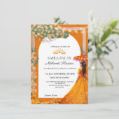 illustratie Mehendi Henna Indiase bruiloft Kaart (Staand voorkant)