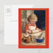 Illustratie Meisje Bakt Kerstkoekjes Feestdagenkaart (Voorkant / Achterkant)