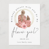 Illustratie meisjes Mijn Bloemenmeisje-aanvraag Uitnodiging Briefkaart (Voorkant)