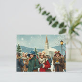 illustratie Mensen die de kerk verlaten Feestdagenkaart (Staand voorkant)