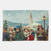 illustratie Mensen die de kerk verlaten Theedoek (Horizontaal)