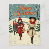 illustratie Mensen die naar de kerk gaan Feestdagenkaart (Voorkant)