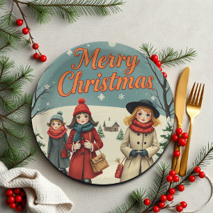  illustratie Mensen die naar de kerk gaan Papieren Bordje