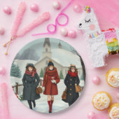  illustratie Mensen die naar de kerk gaan Papieren Bordje (Feest)