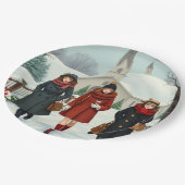  illustratie Mensen die naar de kerk gaan Papieren Bordje (Gekanteld)