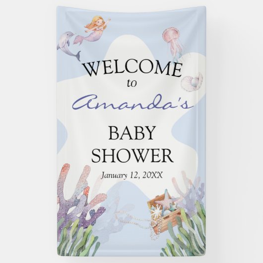 Illustratie Mermaid Welcome Sign Banner (Verticaal)