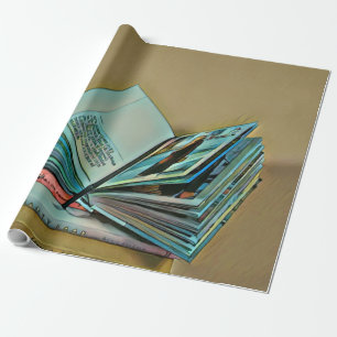 Illustratie met boekenliefhebber cadeaupapier