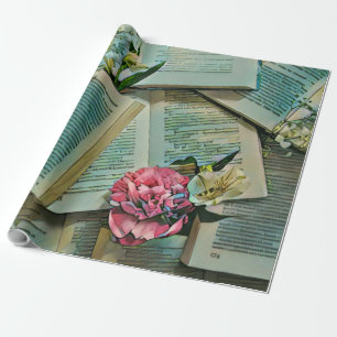 Illustratie met boekenliefhebber cadeaupapier