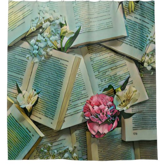 Illustratie met boekenliefhebber douchegordijn (Voorkant)